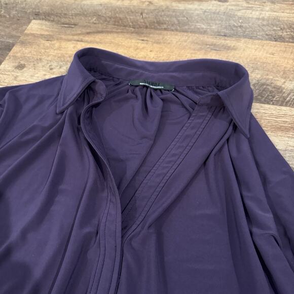 WHBM Banded Bottom Deep V-Neck Shirt Amethyst Purple See Measurements for Size - Picture 3 of 15